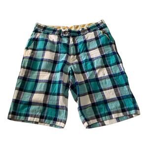 Loudmouth mens size 34 golf blue plaid Shorts cotton